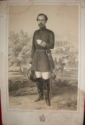 LITOGRAFIA MILITARES. JOSE DE SANTIAGO. GENERAL DE EXTREMADURA. LIT. MUGICA. 39,5x26,5 CM.