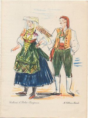 LAMINA DE MODA. COSTUMI D'ITALIA. CAMPANIA