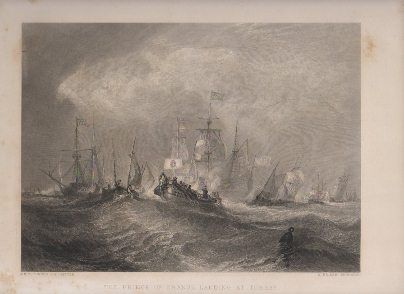 GRABADOS DE MARINA. THE PRINCE OF CRAGE LANDING AT TORBAY. W. MILLER, ENGRAVER