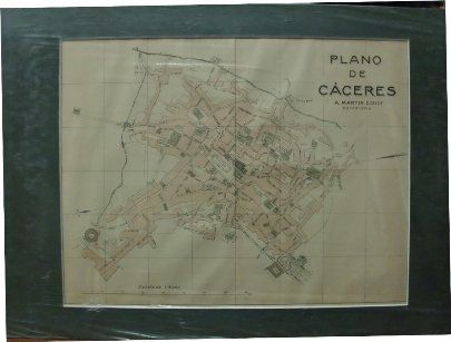PLANO ANTIGUO DE LA CIUDAD DE CACERES. ALBERTO MARTIN EDITOR. AÑO 1907