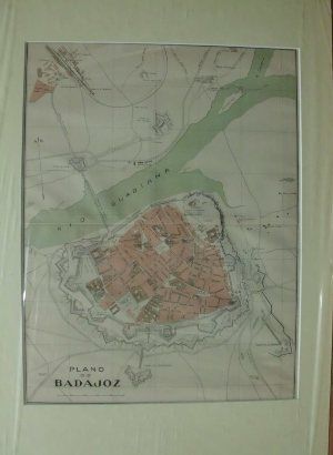 PLANO ANTIGUO DE LA CIUDAD DE BADAJOZ. ALBERTO MARTIN EDITOR. AÑO 1907
