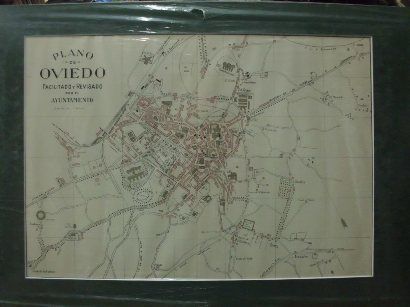 PLANO ANTIGUO DE LA CIUDAD DE OVIEDO. ALBERTO MARTIN EDITOR. AÑO 1907