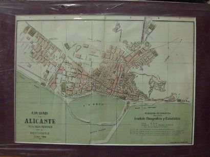 PLANO ANTIGUO DE LA CIUDAD DE ALICANTE. ALBERTO MARTIN EDITOR. AÑO 1907