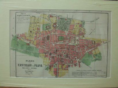 PLANO ANTIGUO DE LA CIUDAD DE CASTELLON DE LA PLANA. ALBERTO MARTIN EDITOR. AÑO 1907