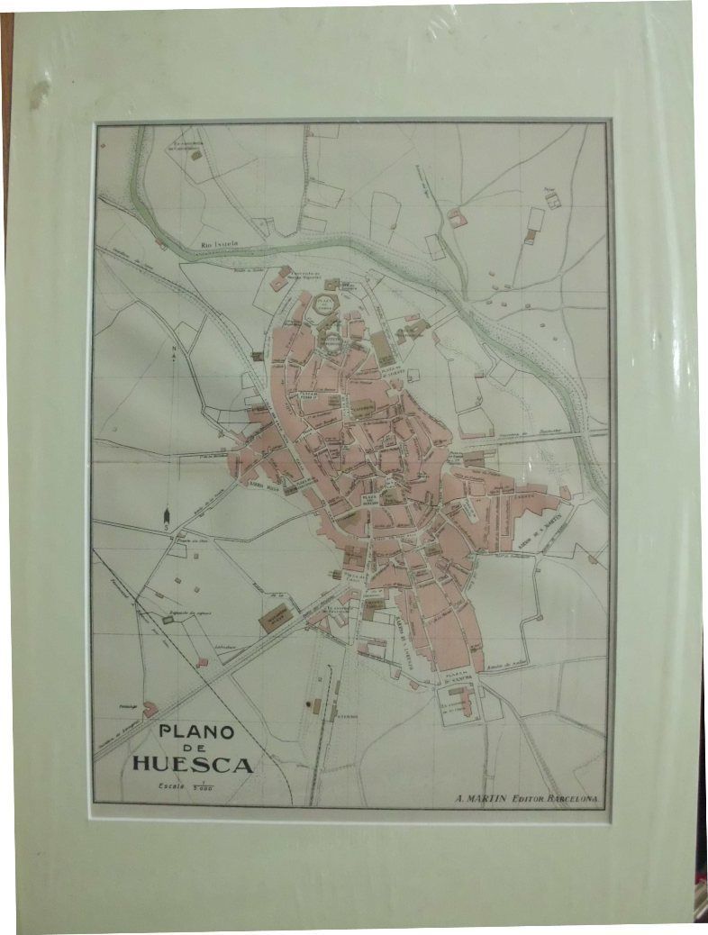 PLANO ANTIGUO DE LA CIUDAD DE HUESCA. ALBERTO MARTIN EDITOR. AÑO 1907