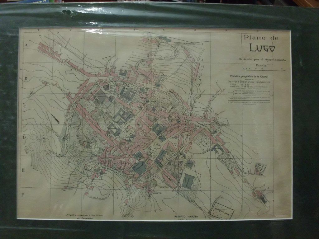 PLANO ANTIGUO DE LA CIUDAD DE LUGO. ALBERTO MARTIN EDITOR. AÑO 1907