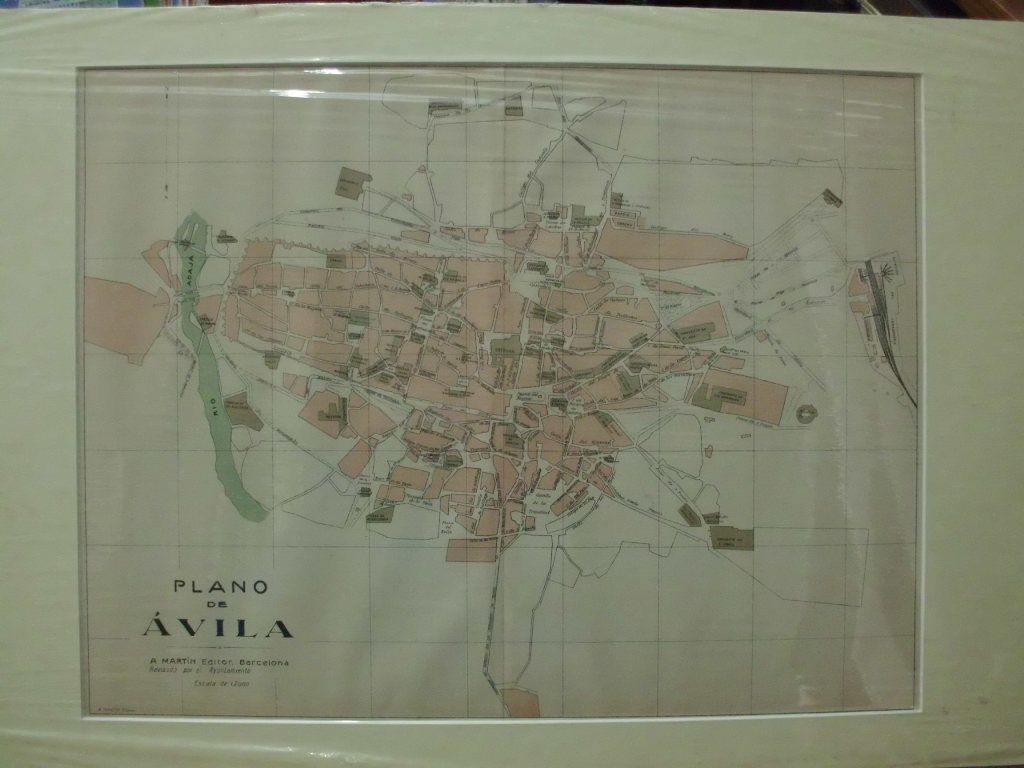 PLANO ANTIGUO DE LA CIUDAD DE AVILA. ALBERTO MARTIN EDITOR. AÑO 1907