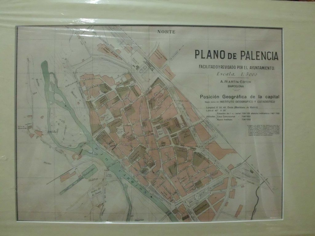 PLANO ANTIGUO DE LA CIUDAD DE PALENCIA. ALBERTO MARTIN EDITOR. AÑO 1907