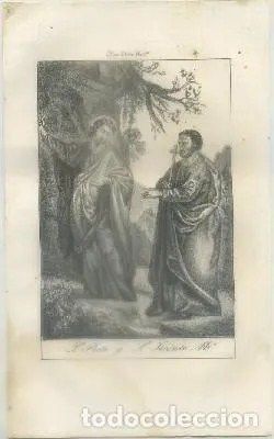 GRABADO MUJERES DE LA BIBLIA. MARIA, HERMANA DE MOISES. AÑO 1857