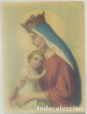 CROMOLITOGRAFIA RELIGIOSA: LA VIRGUEN Y EL NIÑO. AÑO 1900 APROX.