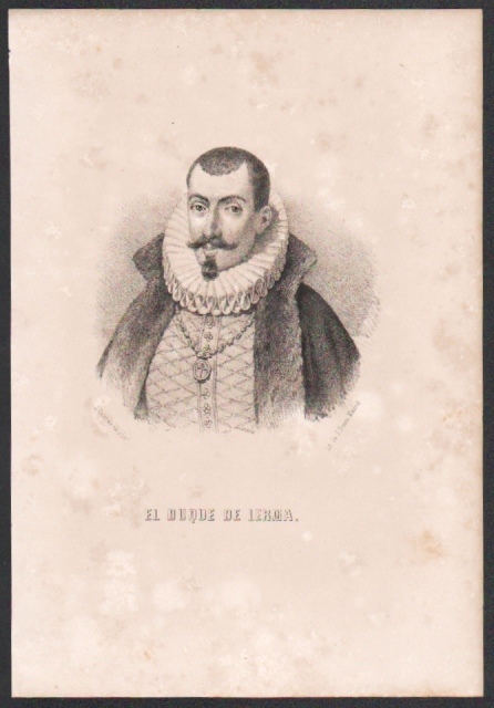 LITOGRAFIA DE EL DUQUE DE LERMA. MANCHAS DE OXIDO. TAMAÑO 32 X 21 CM.