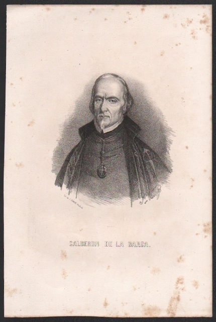 LITOGRAFIA DE CALDERON DE LA BARCA. MANCHAS DE OXIDO. TAMAÑO 32 X 21 CM.