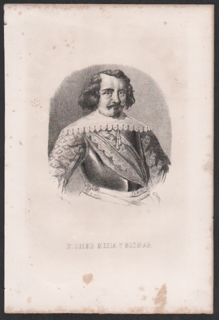LITOGRAFIA DE DON DIEGO MESIA Y GUZMAN. MANCHAS DE OXIDO. TAMAÑO 32 X 21 CM.