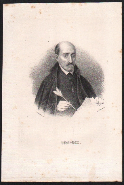 LITOGRAFIA DE DON LUIS DE GONGORA. MANCHAS DE OXIDO. TAMAÑO 32 X 21 CM.