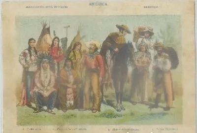 LITOGRAFIA TIPOS Y COSTUMBRES. AMERICA DEL NORTE Y MEJICO