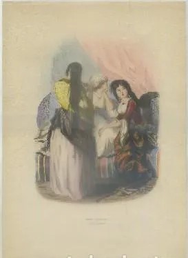 LITOGRAFIA TIPOS Y COSTUMBRES. DAMES EGYPTIENNES. COSTUME DE HAREM. LIT. ILUMINADA