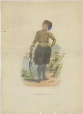 LITOGRAFIA TIPOS Y COSTUMBRES. BEY EGYPTIEN. COLONEL D'INFANTERIE. LIT. ILUMINADA