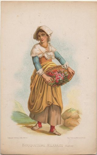 LITOGRAFIA ORIGINAL. BOUQUETIERE MILANAISE. ITALIA
