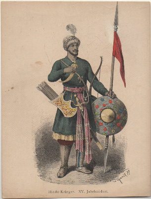 LITOGRAFIA ORIGINAL. HINDU-KRIEGER. XV JAHRUNDERT