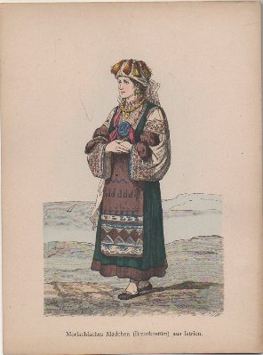 LITOGRAFIA ORIGINAL. MORLACHISCHES MÄDCHEN (BRAUTKOSTIM) AUS ISTRIEN