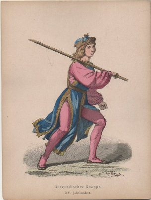 LITOGRAFIA ORIGINAL. BURGUNDISCHER KNAPPE