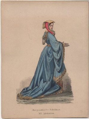 LITOGRAFIA ORIGINAL. BURGUNDISCHER EDELFRAU. JAHRHUNDERTS