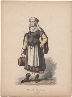 LITOGRAFIA ORIGINAL. DEUTSCHE BAUERSFRAU. UM 1480