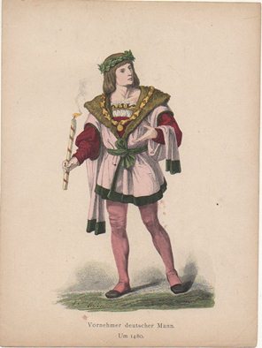 LITOGRAFIA ORIGINAL. VORNEHMER DEUTSCHER MANN. UM 1480