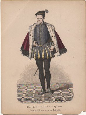 LITOGRAFIA ORIGINAL. DON CARLOS. INFANT VON SPANIEN. 1545-1568