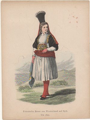 LITOGRAFIA ORIGINAL. FRIESISCHE BRAUT AUS WESTERLAND AUF SYLT. UM 1800