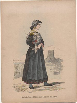 LITOGRAFIA ORIGINAL. ITALIENISCHES MÄDCHEN AUS DIGNANO IS ISTRIEN