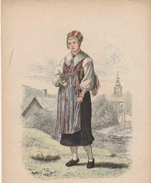 GRABADO DE TIPOS Y COSTUMBRES. MADCHEN AUS LEKSAND IN DALEKARLIEN. SCHWEDEN