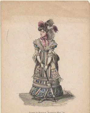GRABADO DE TIPOS Y COSTUMBRES. DAME IN PARISER STRASSEN-KOSTÜM. 1823-1824