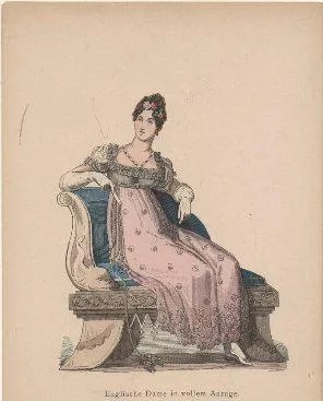GRABADO DE TIPOS Y COSTUMBRES. ENGLISCHE DAME IN VOLLEM ANZUGE. 1814