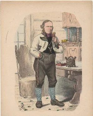 LITOGRAFIA DE TIPOS Y COSTUMBRES. BAUER AUS HITTERDAL IN THELEMARKEN. NORWEGEN