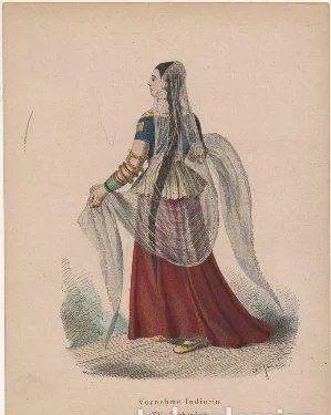 LITOGRAFIA DE TIPOS Y COSTUMBRES. VORNEHME INDIERIN. XV JAHRHUNDERT
