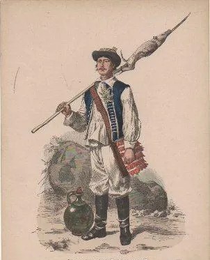 LITOGRAFIA DE TIPOS Y COSTUMBRES. JUNGER KROATISCHER GEBIRGSBAUER