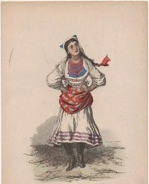 LITOGRAFIA DE TIPOS Y COSTUMBRES. KROATISCHES BAUERNMÄDCHEN