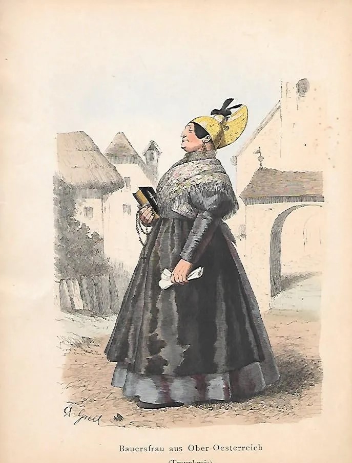 LITOGRAFIA ORIGINAL BAUERSFRAU AUS OBER-OESTERREICH