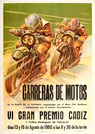 REPRODUCCIÓN CARTEL CARRERAS DE MOTOS VI GRAN PREMIO CADIZ. LAMI-1