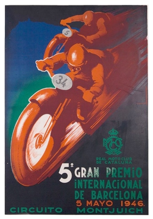 REPRODUCCION CARTEL 5º GRAN PREMIO INTERNACIONAL DE BARCELONA. 5 MAYO 1946.