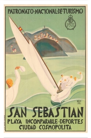 REPRODUCCION CARTEL SAN SEBASTIAN, PATRONATO NACIONAL DE TURISMO.
