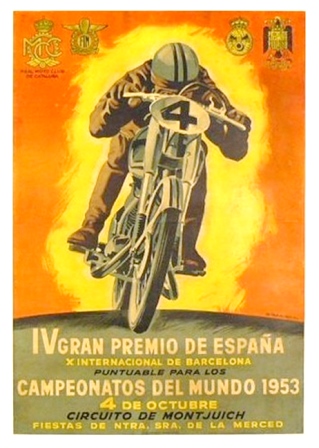 REPRODUCCIÓN CARTEL IV GRAN PREMIO DE ESPAÑA. X INTERNACIONAL DE BARCELONA 1953.