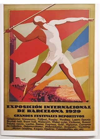 REPRODUCCIÓN CARTEL EXPOSICION INTERNACIONAL DE BARCELONA 1929.  31,5X21,5 CM.