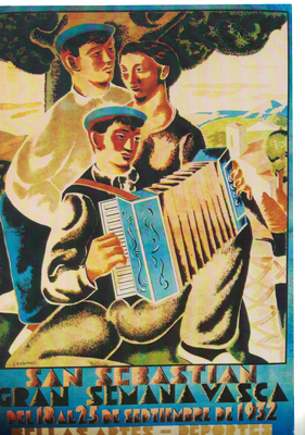 REPRODUCCIÓN CARTEL SAN SEBASTIAN, GRAN SEMANA VASCA DEL 18 AL 25 DE SEPTIEMBRE DE 1932.
