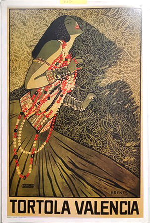 REPRODUCCIÓN CARTEL TORTOLA VALENCIA. KRENES, THOMAS-BARCELONA. 31,5X21,5 CM.