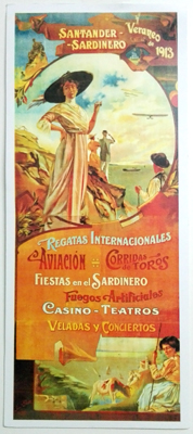 REPRODUCCIÓN CARTEL SANTANDER, SARDINERO VERANEO DE 1913. 31 x 22 CM.