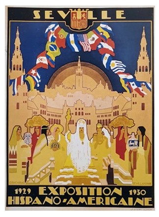 REPRODUCCIÓN CARTEL SEVILLE 1929 - 1930. EXPOSITION HISPANO - AMERICAINE. 31 X 23,5CM.