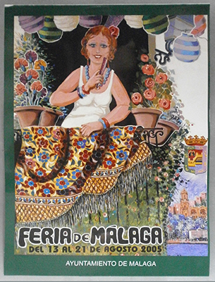 REPRODUCCIÓN CARTEL FERIA DE MALAGA AGOSTO 2005. 28,5 X 19,5CM.