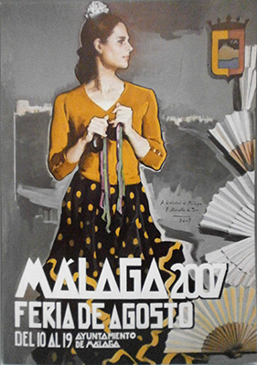 REPRODUCCIÓN CARTEL FERIA DE MALAGA AGOSTO 2007. 28,5 X 19,5CM.